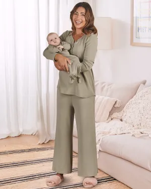 3-Piece Isabelle Maternity Sleepwear PJ set - Sage Green