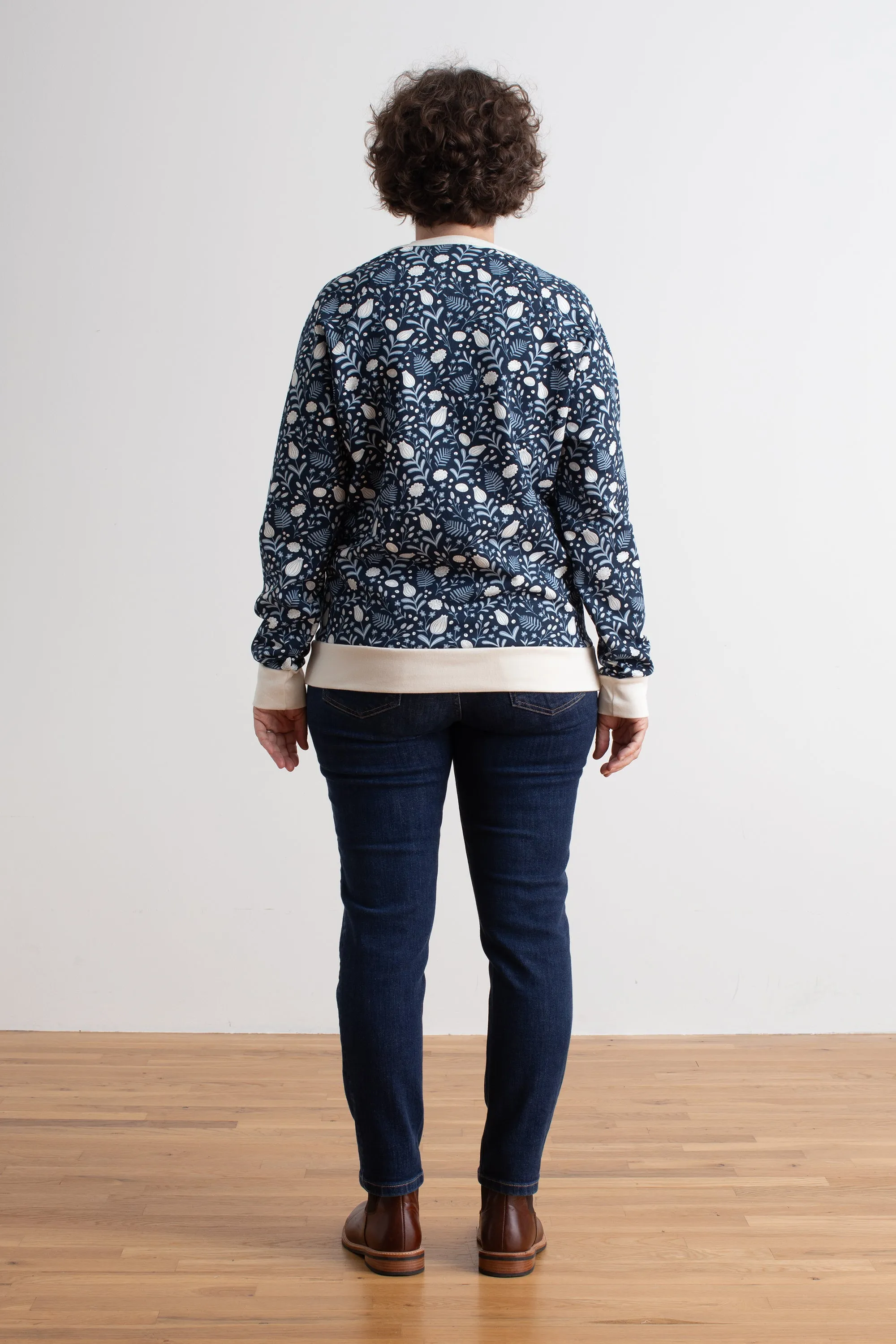 Adult Sweatshirt - Ferns & Flowers Night Sky