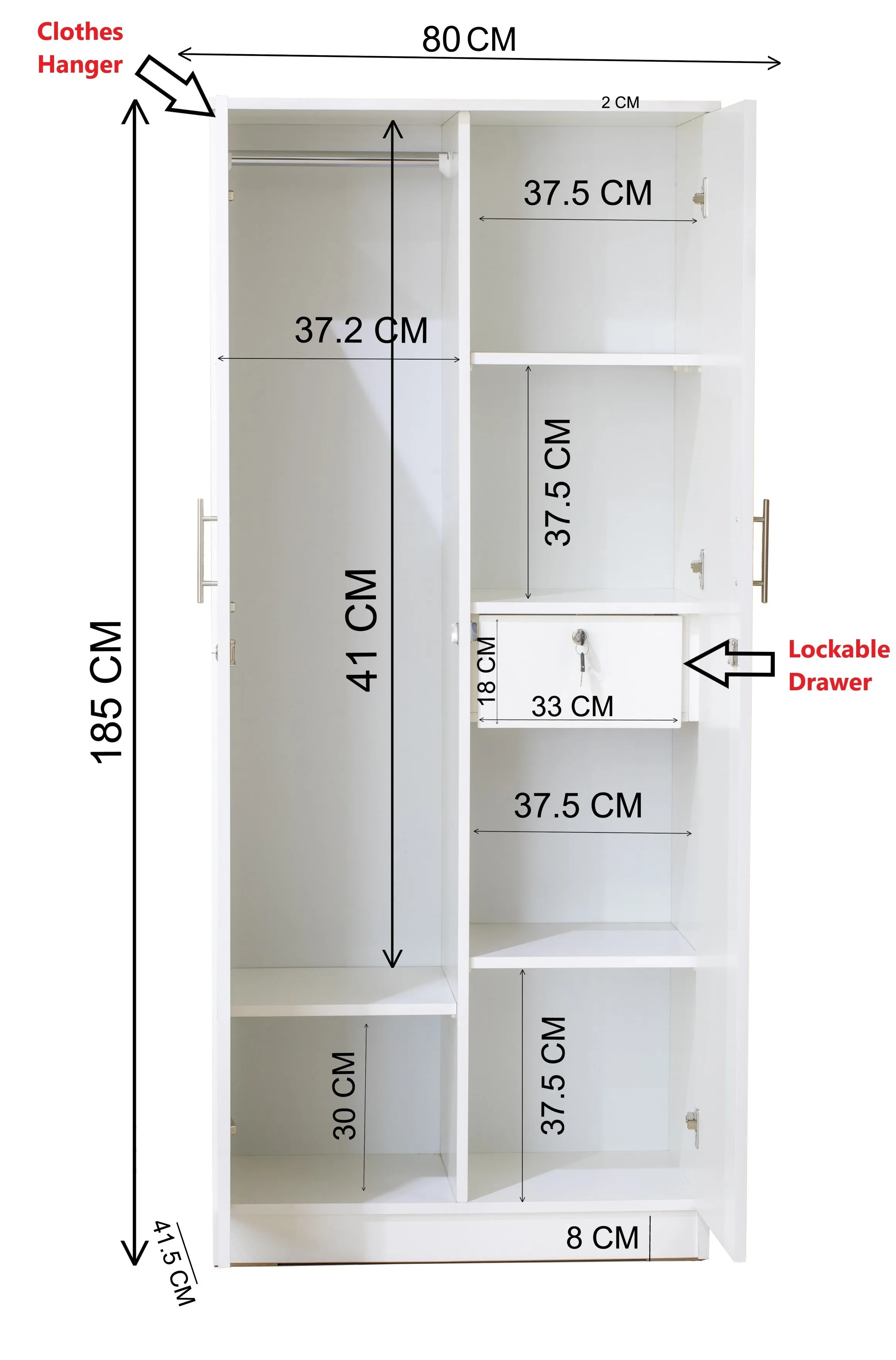 AFT Wooden Wardrobe, White