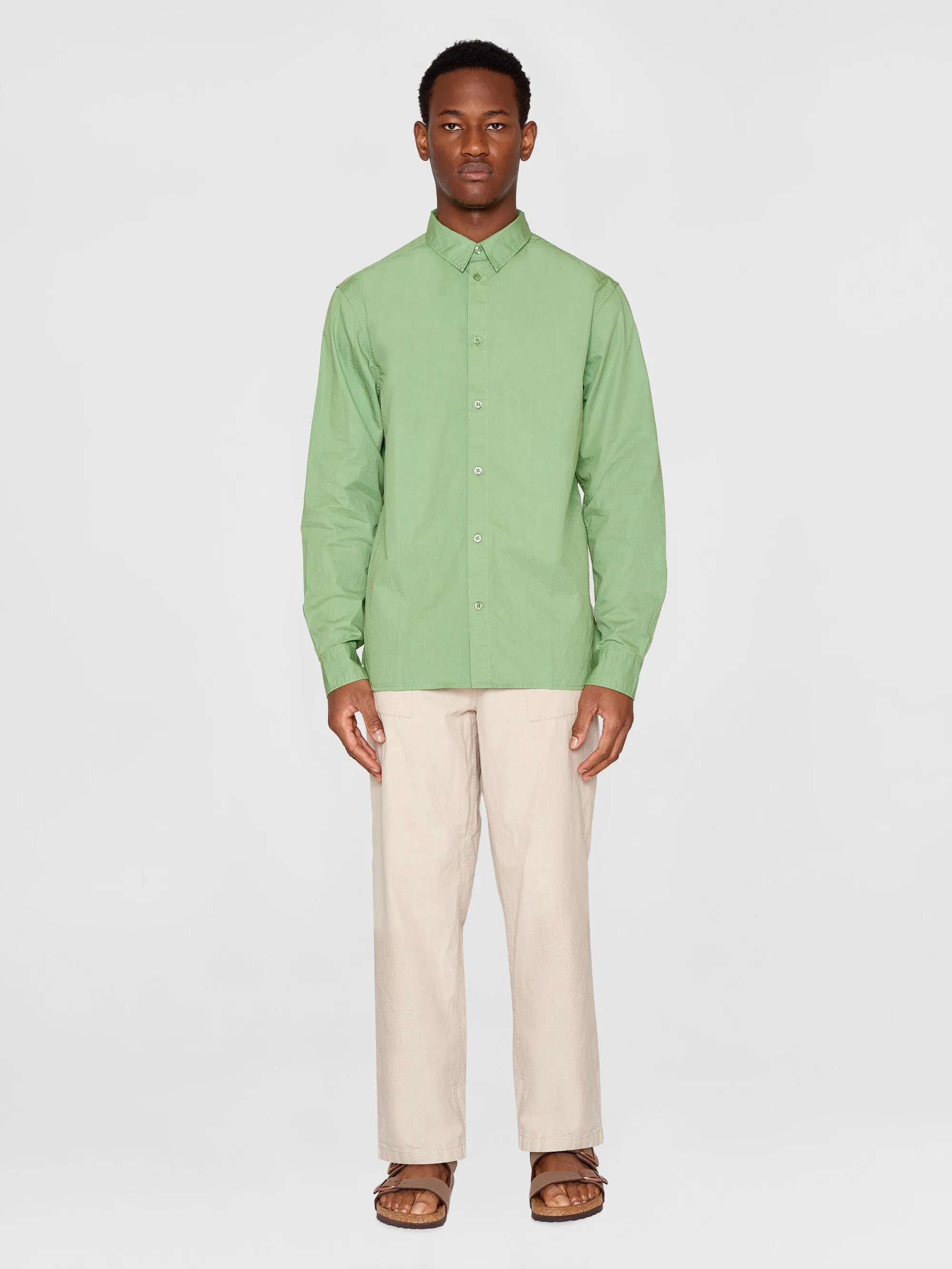 ALF regular crispy cotton shirt - GOTS/Vegan - Shale Green