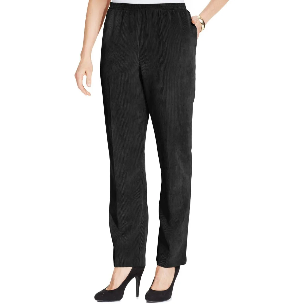 Alfred Dunner Womens Petites Pull On Classic Fit Corduroy Pants