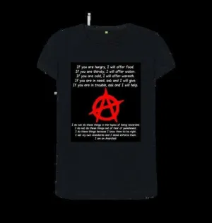 anarchist womens tee shirt-organic cotton, -ETHICAL, ORGANIC, VEGAN