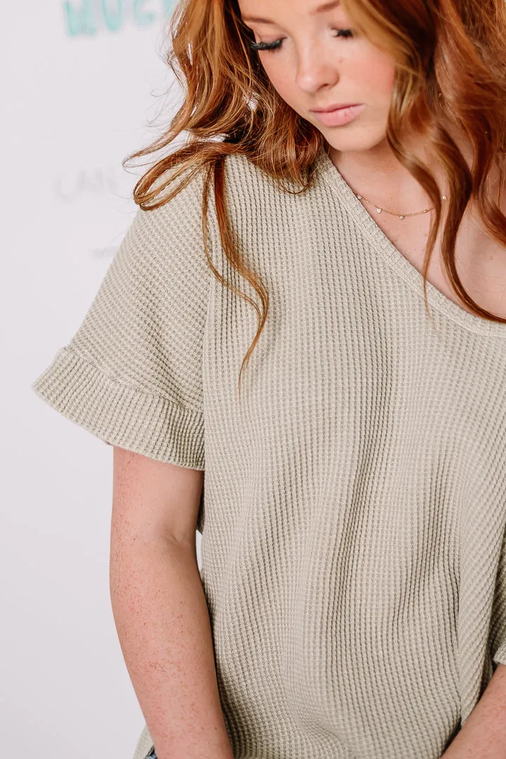 Another Day Waffle Top | Vintage Sage