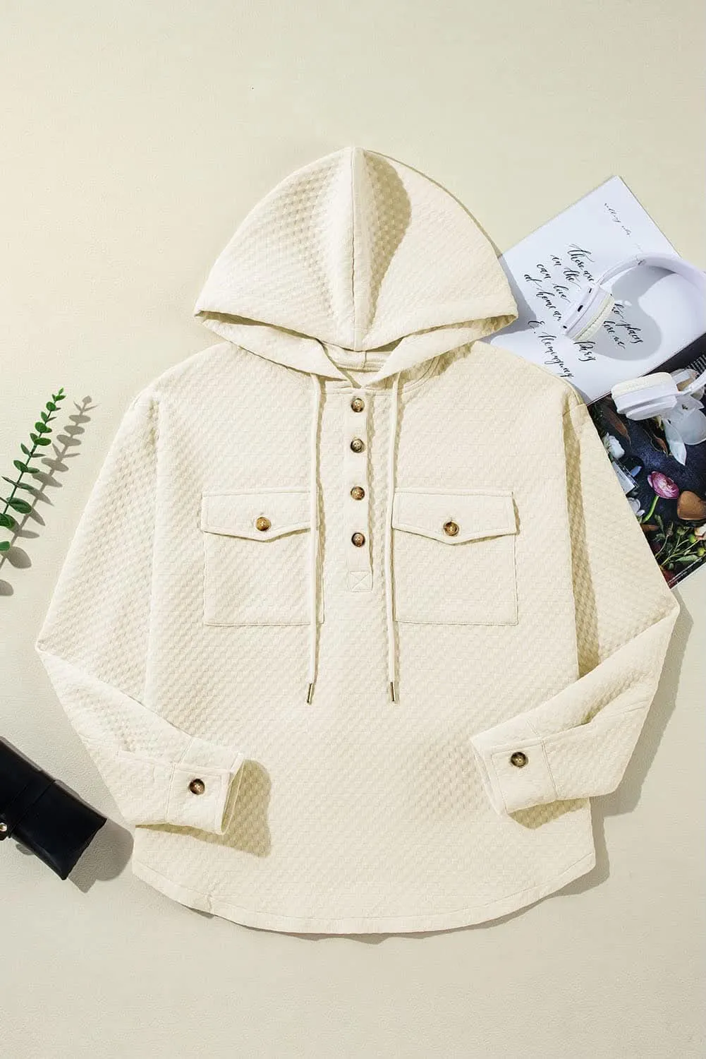 Apricot Quilted Hoodie