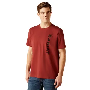 ARIAT Mens Vertical Logo S/S Tee Fired Brick