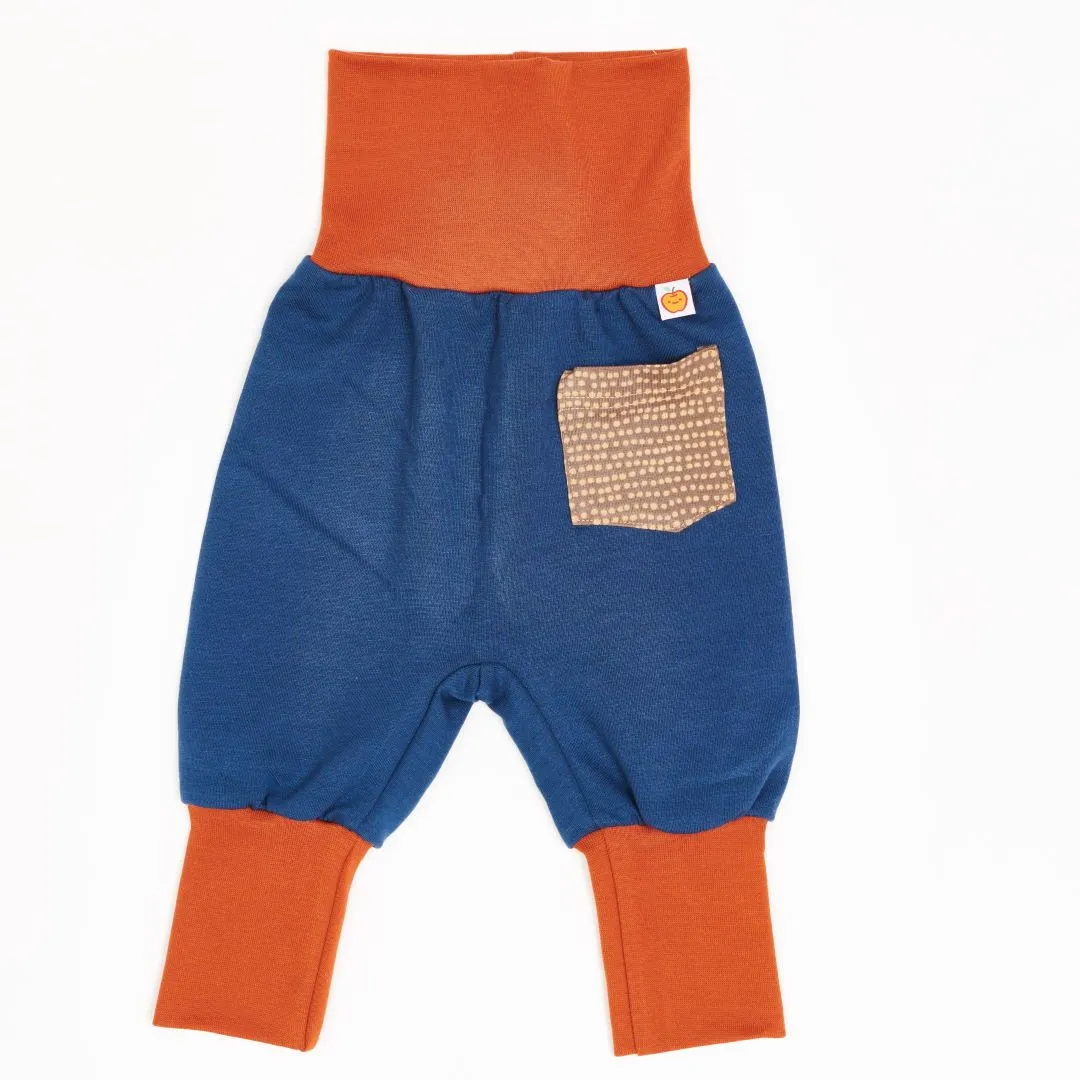 Baby sweat pants with pocket "Indigo/Dotted Lines Taupe"