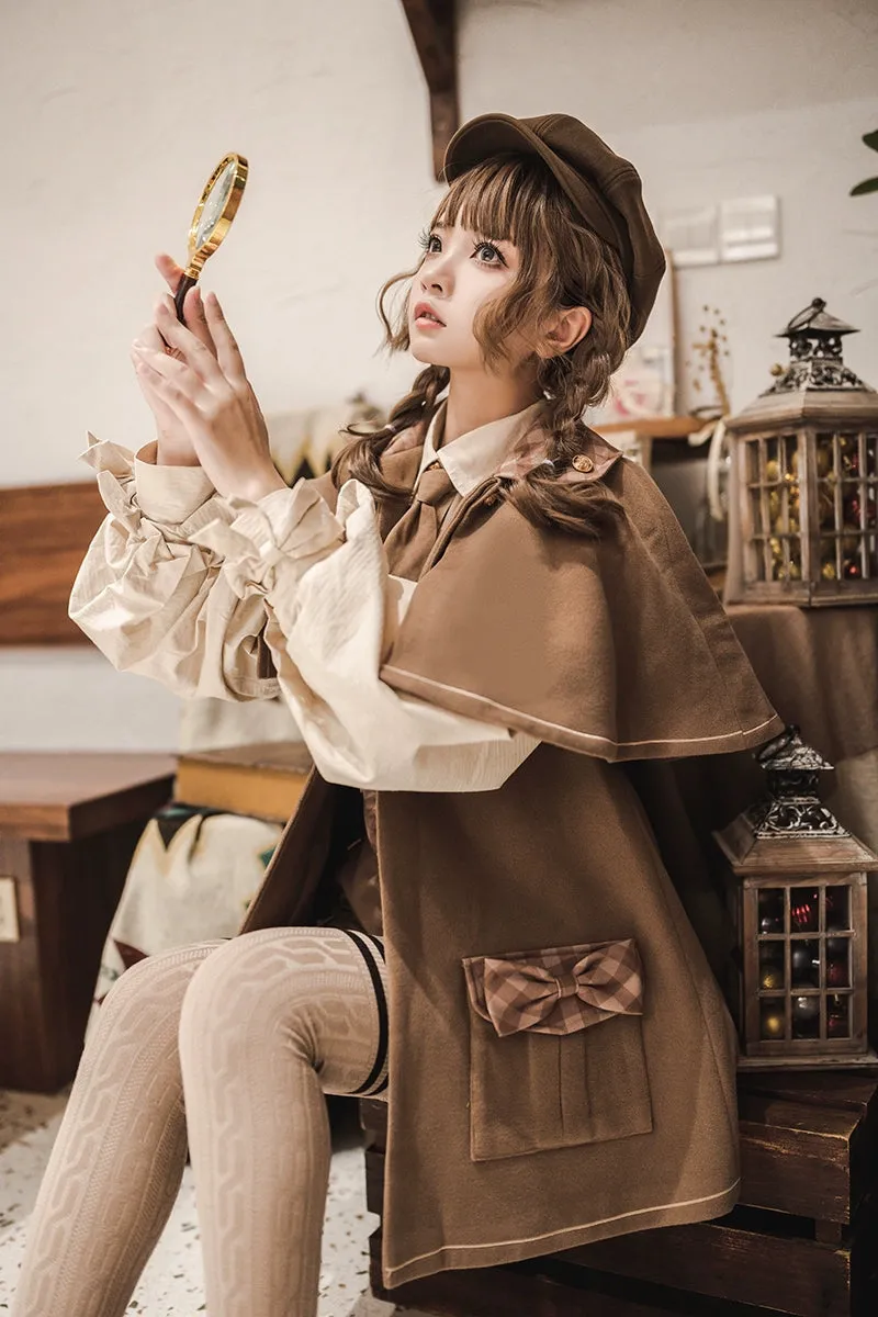 Baozizhu~Detective Goose~Autumn Winter Lolita Cape Retro Cute Woolen Lolita Coat