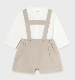 Beige Velour Overall Set