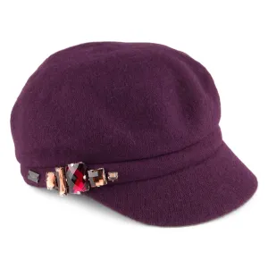 Betmar Hats Rhinestone Baker Boy Cap - Berry