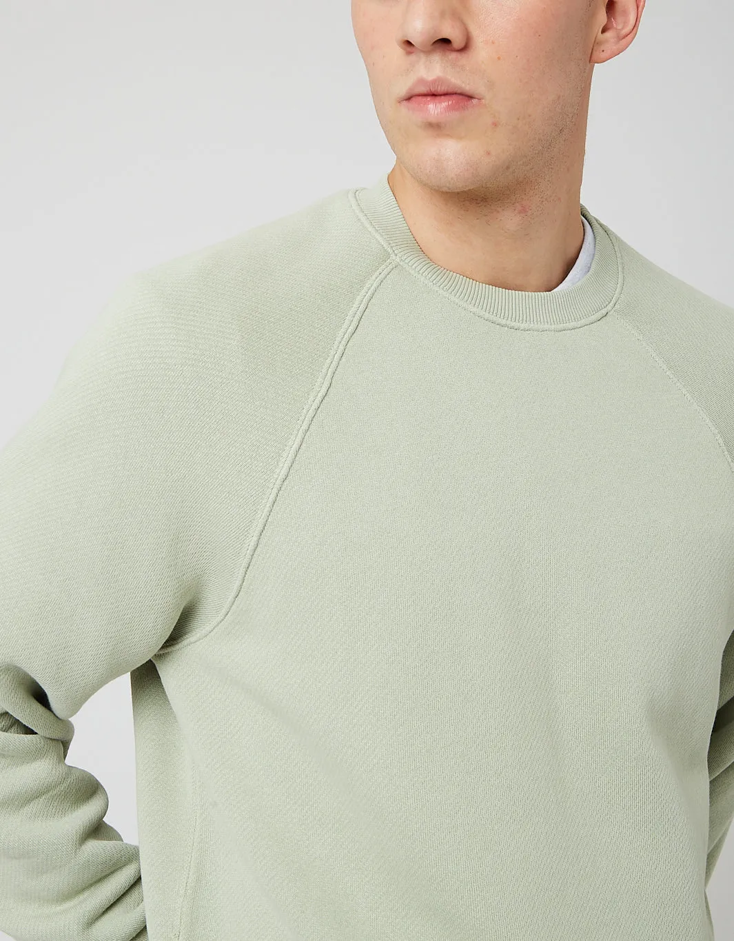 Bhode Raglan Crew Sweatshirt (Loopback) - Sage Green