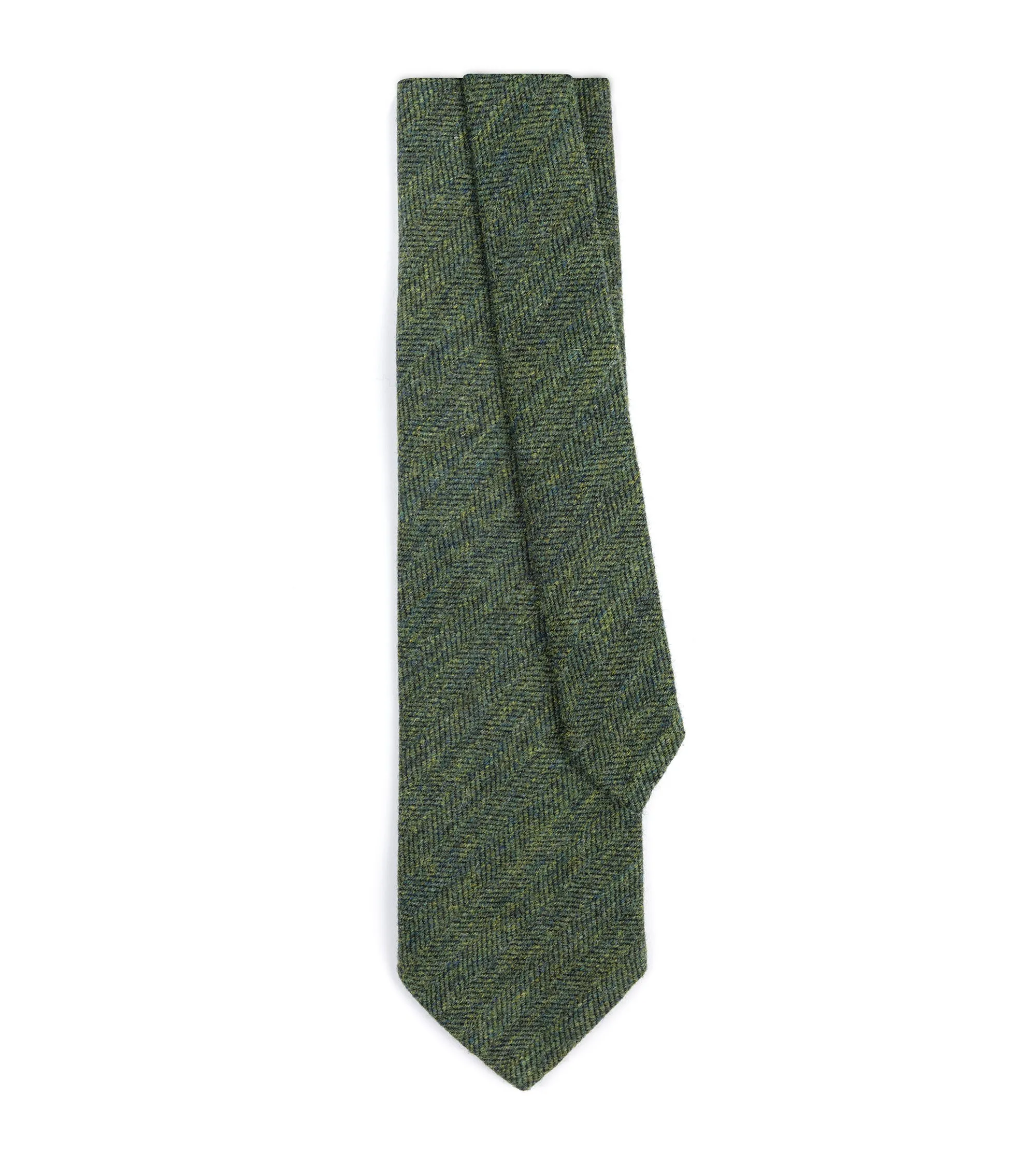 Bigi Shetland Wool Herringbone Tie: Green