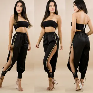 Black Side Slit Jasmine Trousers