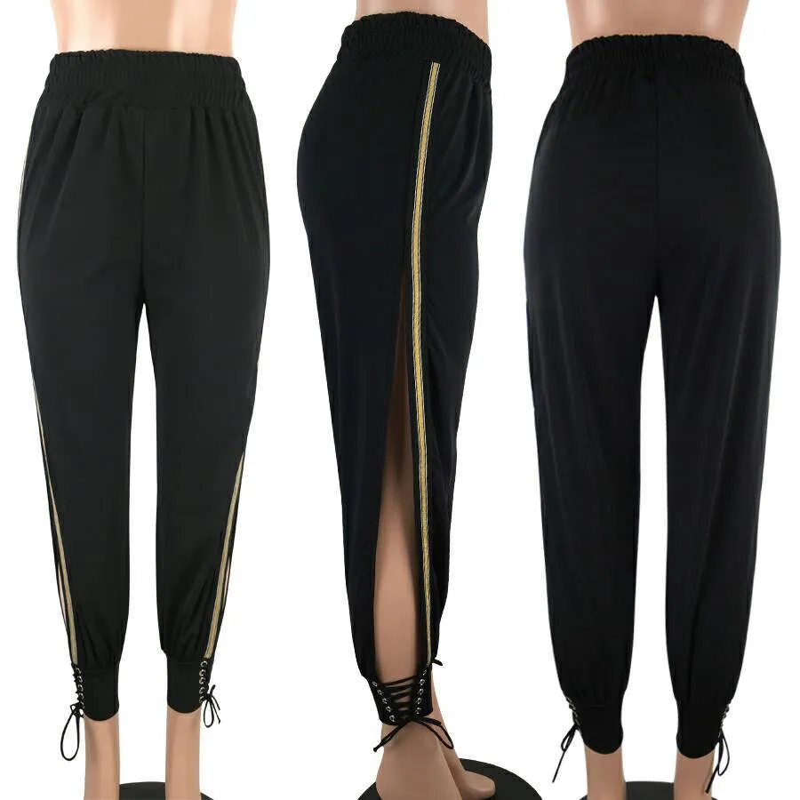 Black Side Slit Jasmine Trousers