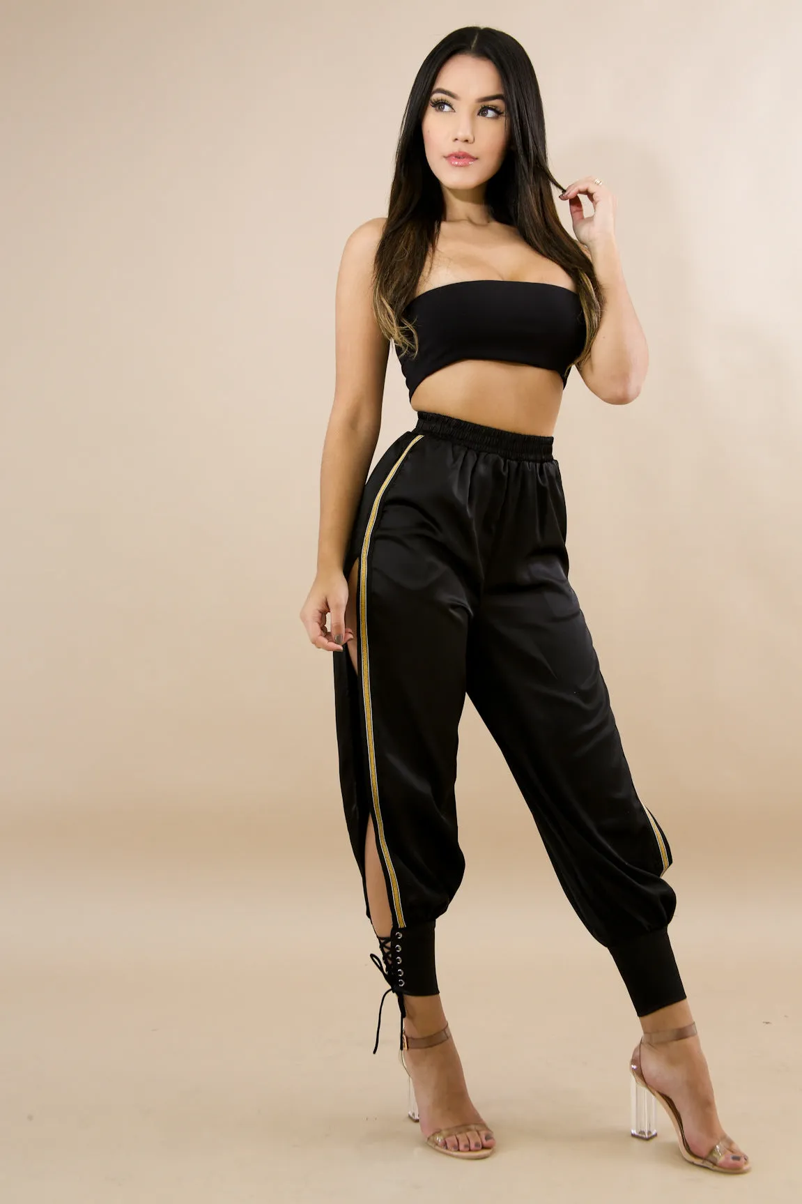 Black Side Slit Jasmine Trousers