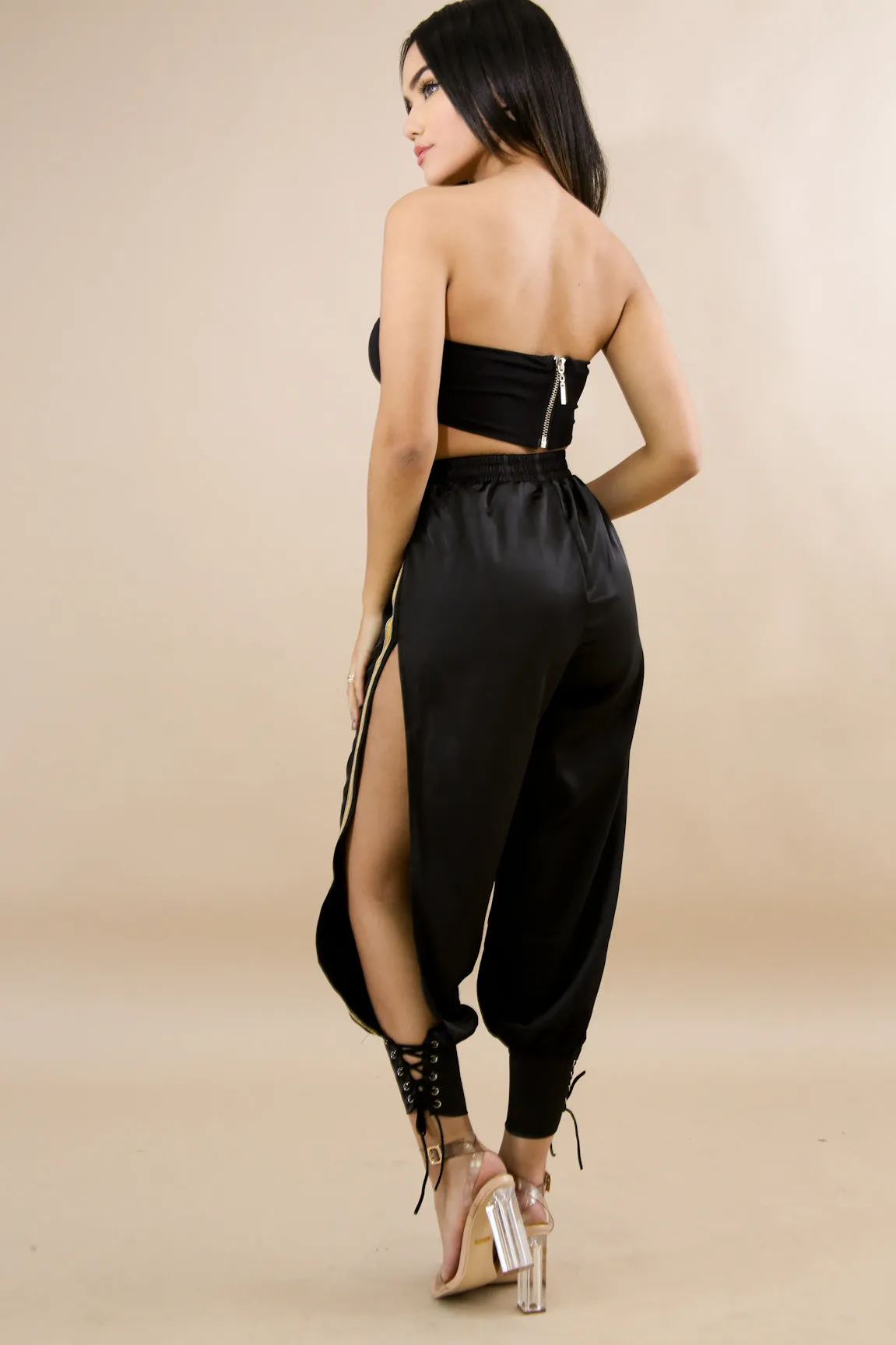 Black Side Slit Jasmine Trousers