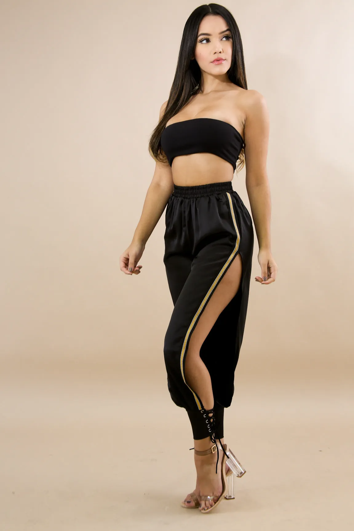 Black Side Slit Jasmine Trousers