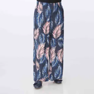 Blue Printed Jersey Straight Trouser PW3565