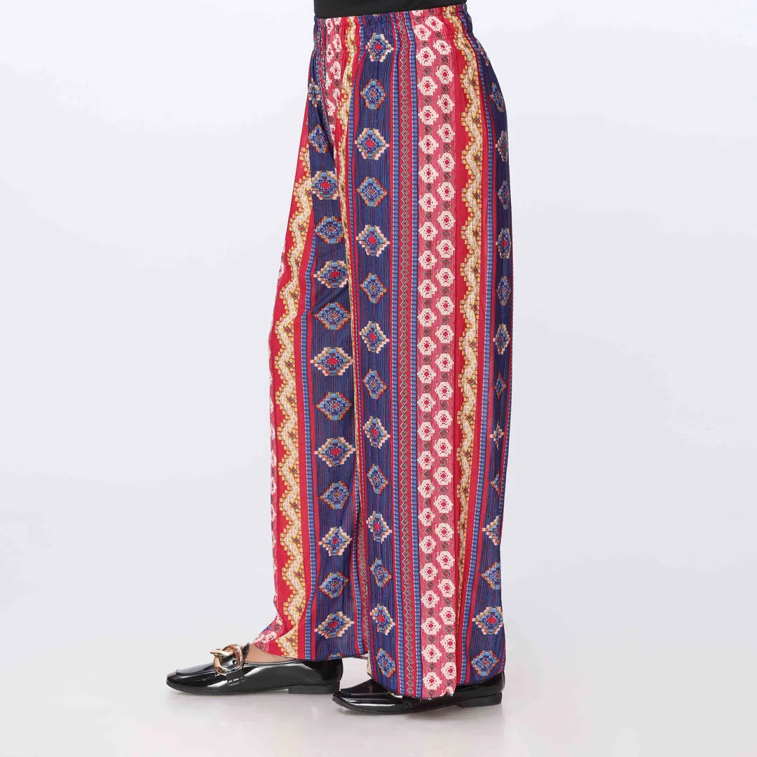 Blue Printed Jersey Straight Trouser PW3575