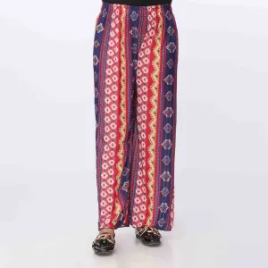 Blue Printed Jersey Straight Trouser PW3575