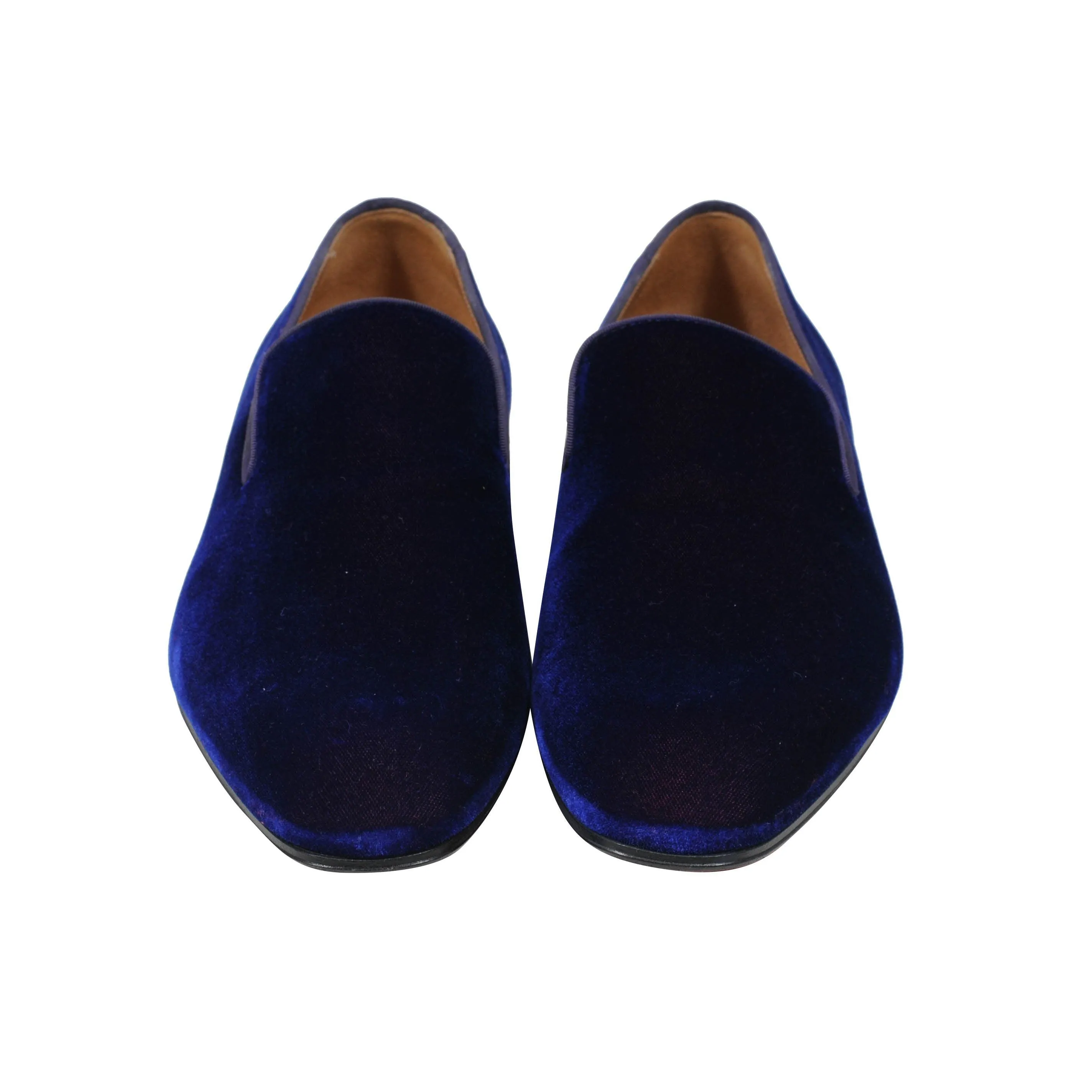 Blue Purple Velvet Slip Dandelion Flat Loafer