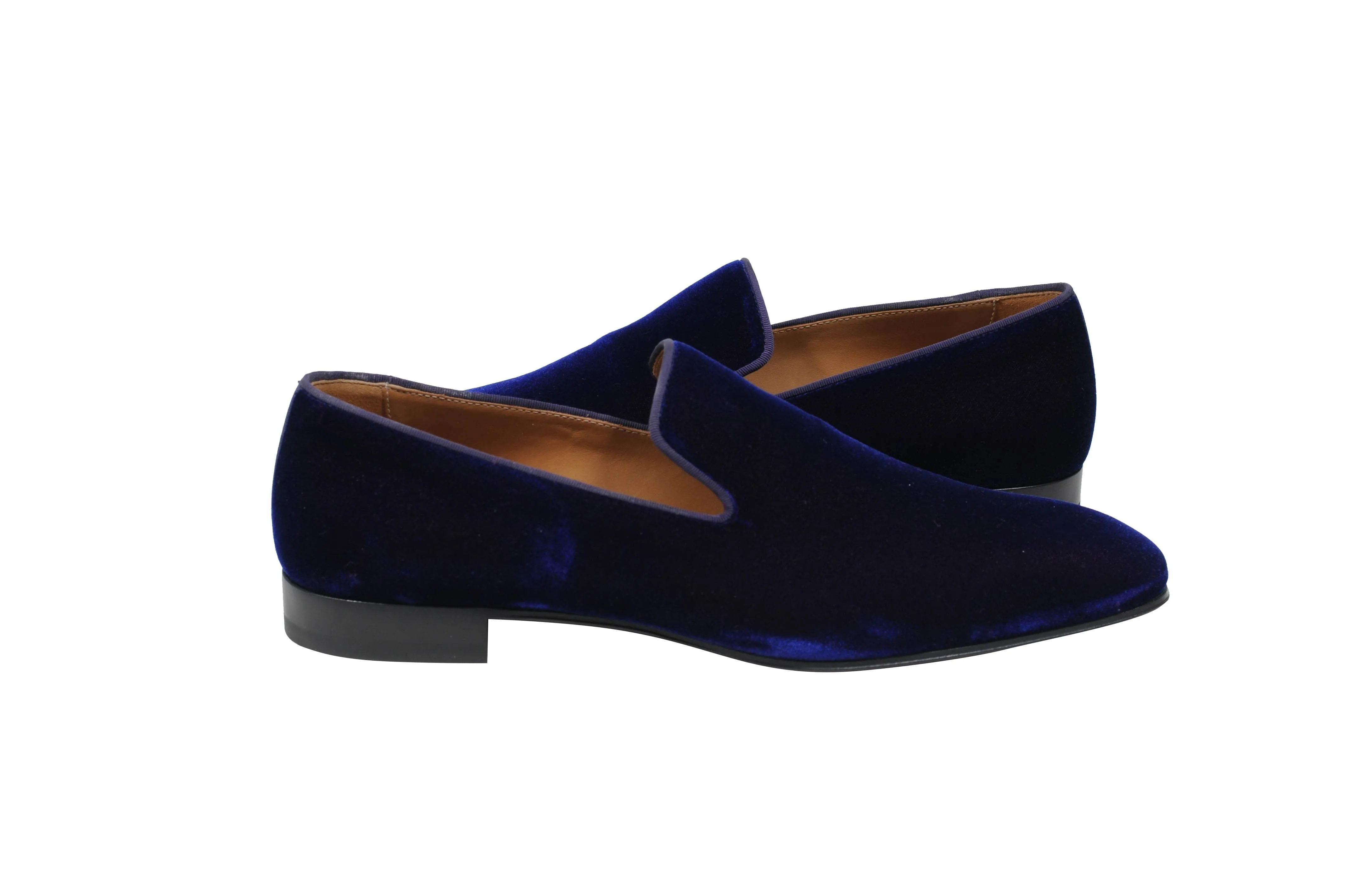 Blue Purple Velvet Slip Dandelion Flat Loafer