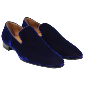 Blue Purple Velvet Slip Dandelion Flat Loafer