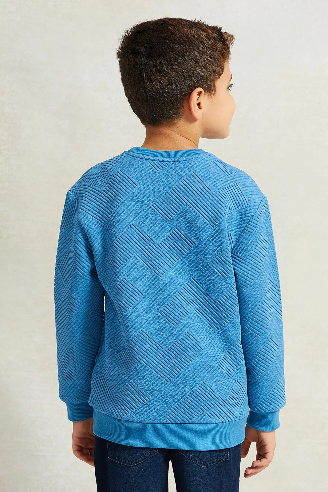 Boys Blue Jacquard Sweatshirt