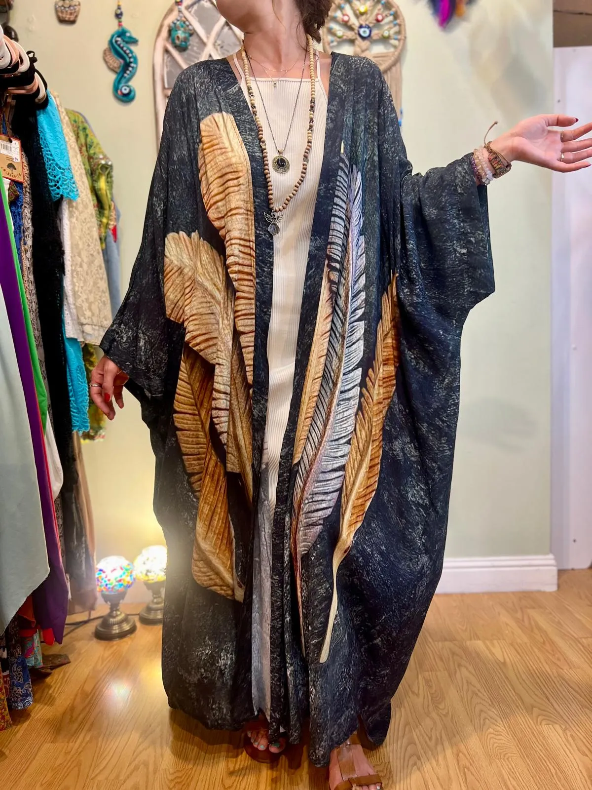 Brown Feather Kaftan