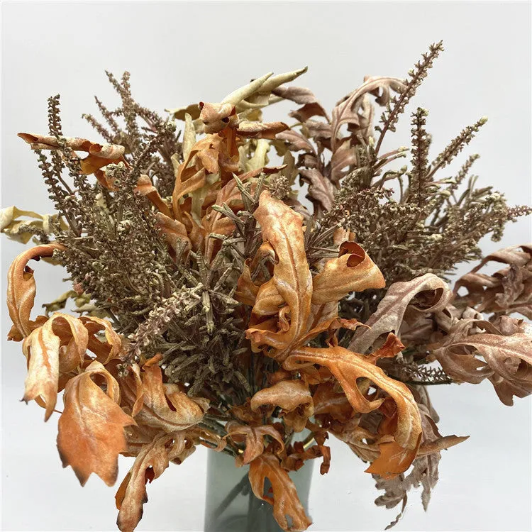 Bulk 18 inches Tall Burnt Edge Oak Leaves with Sage Stems Autumn Bouquet Botanical Masterpieces Wholesale