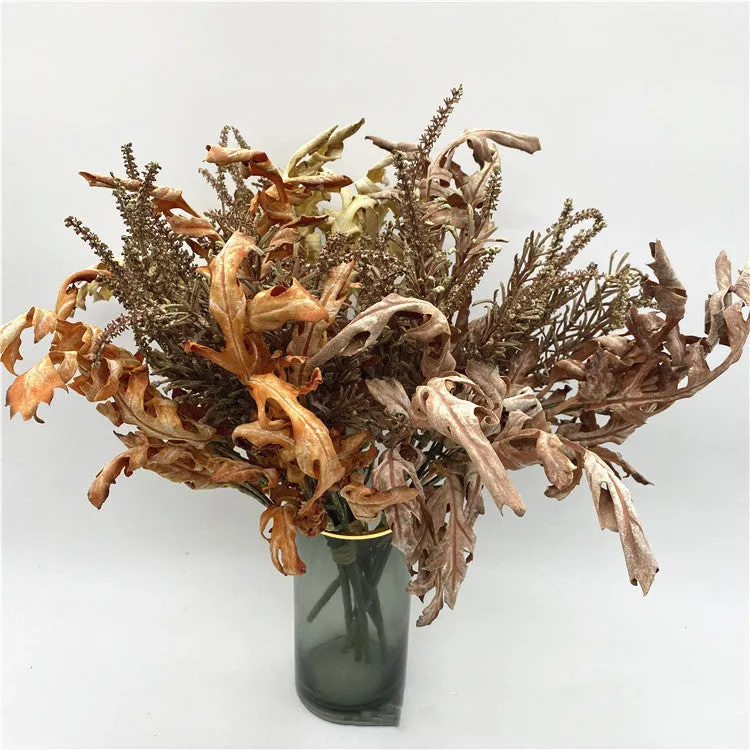 Bulk 18 inches Tall Burnt Edge Oak Leaves with Sage Stems Autumn Bouquet Botanical Masterpieces Wholesale