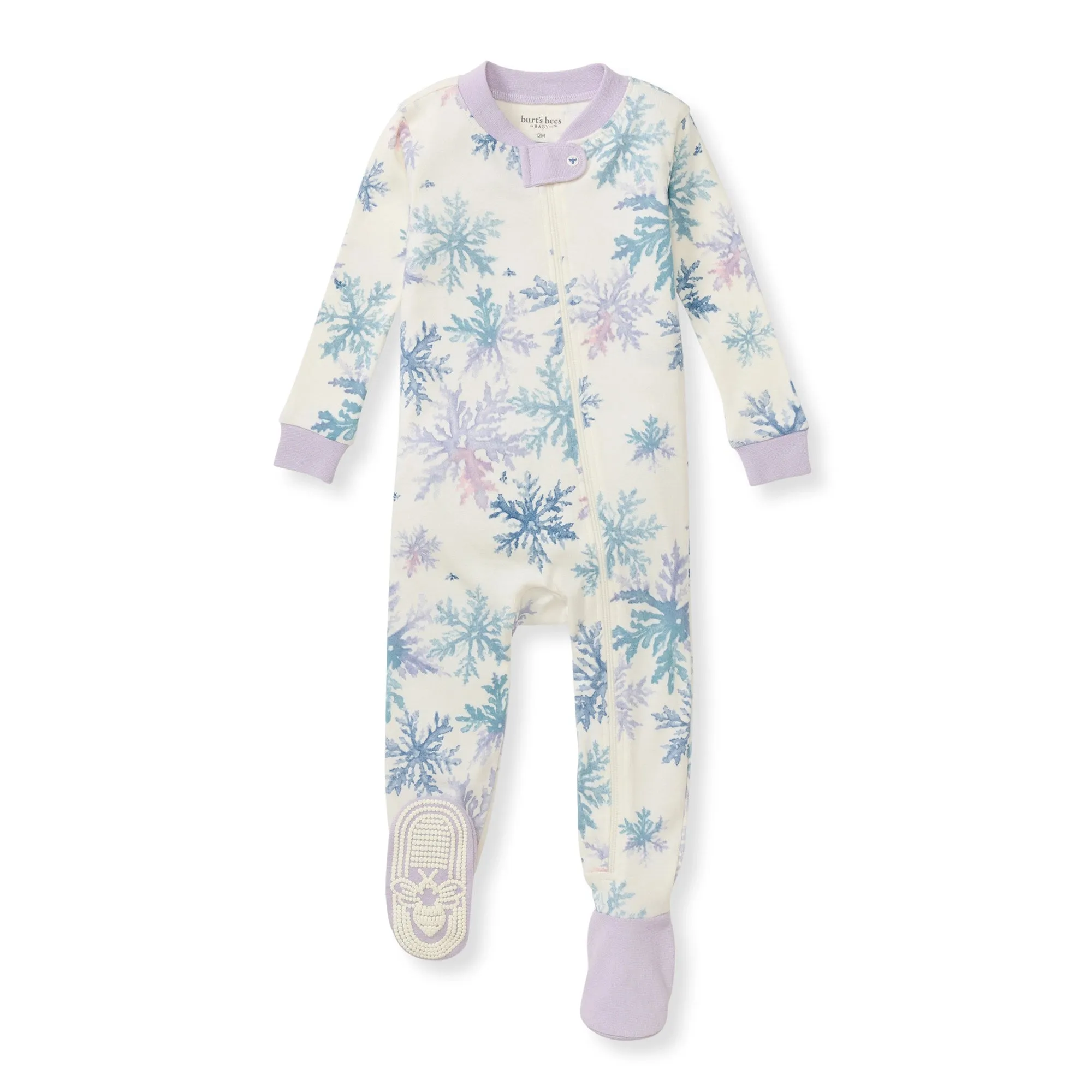 Burt's Bees Organic Baby One-Piece Sleeper Snowflake Flurries