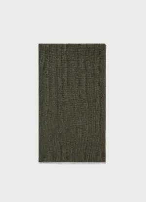 Cashmere Ribbed Scarf in Khaki