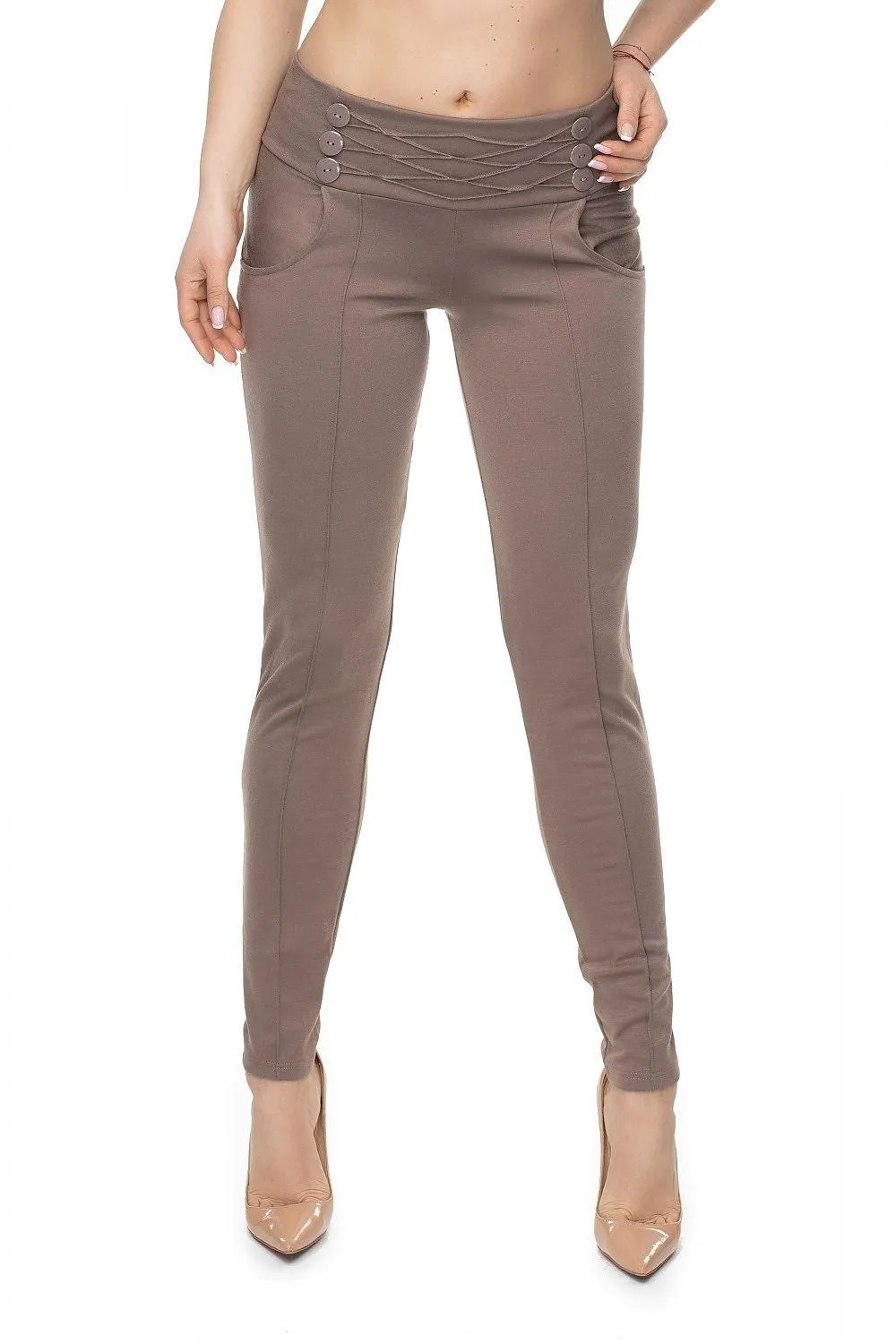 Chic Buttoned Peekaboo Trousers with Stylish Detail