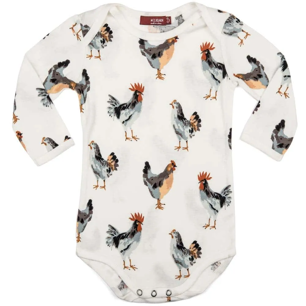 Chicken Organic Cotton Long Sleeve One Piece