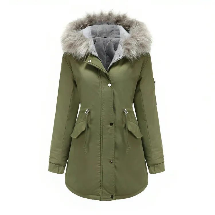 Classic Winter Parka Jacket with Fur Hood and Adjustable Waist for Women | Ideal for Winter