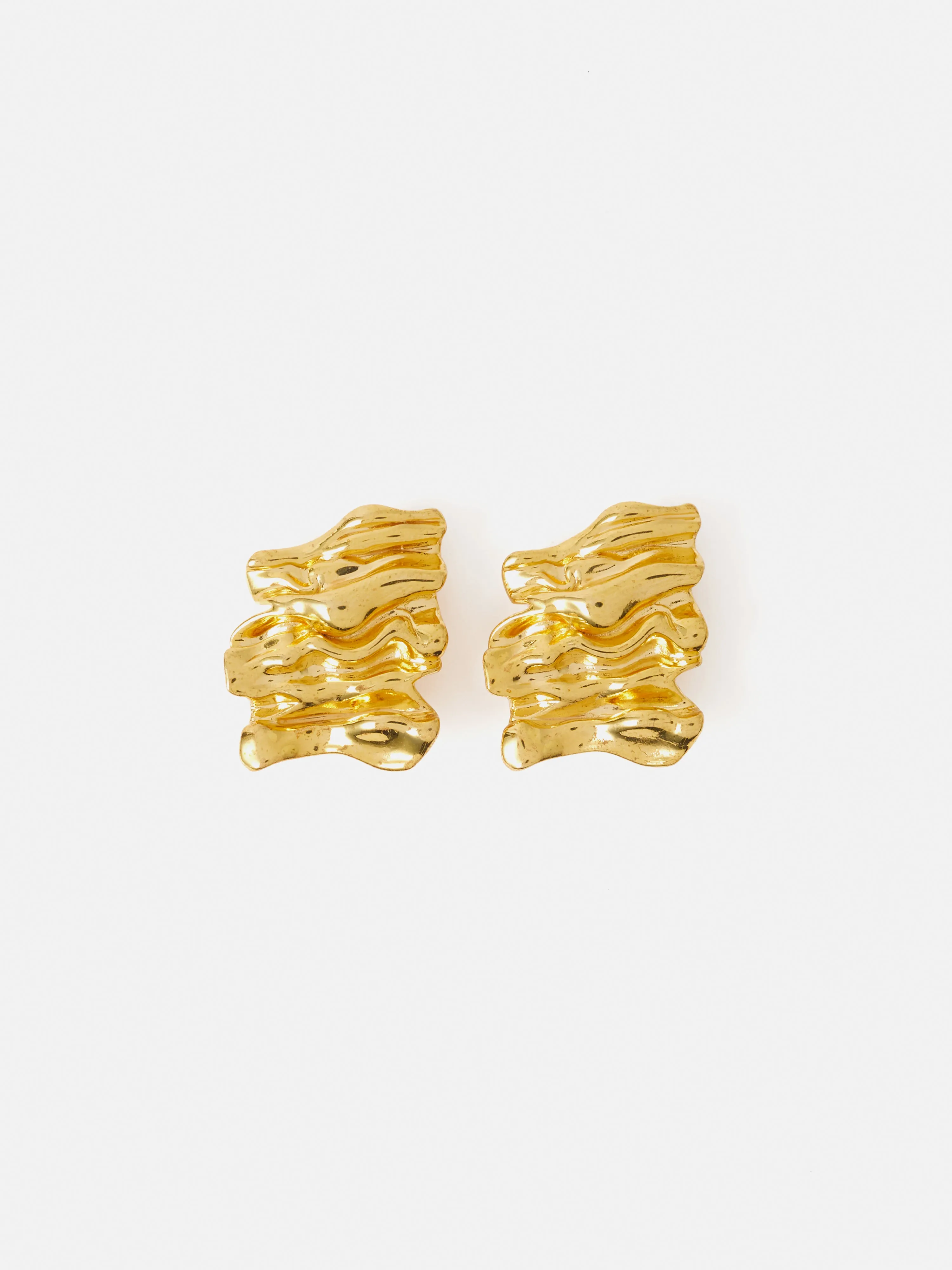 Crumpled Textured Earrings | Gold