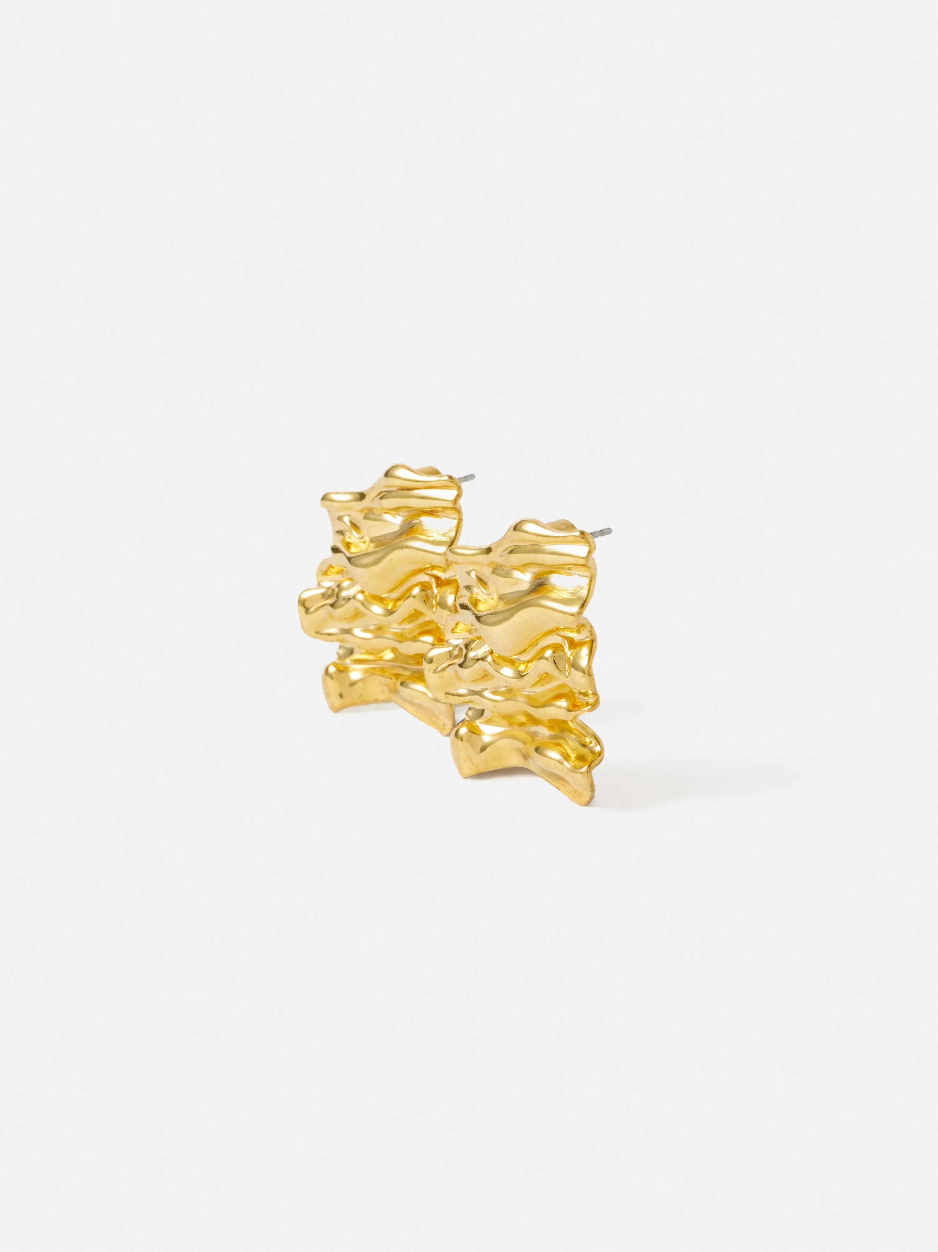 Crumpled Textured Earrings | Gold