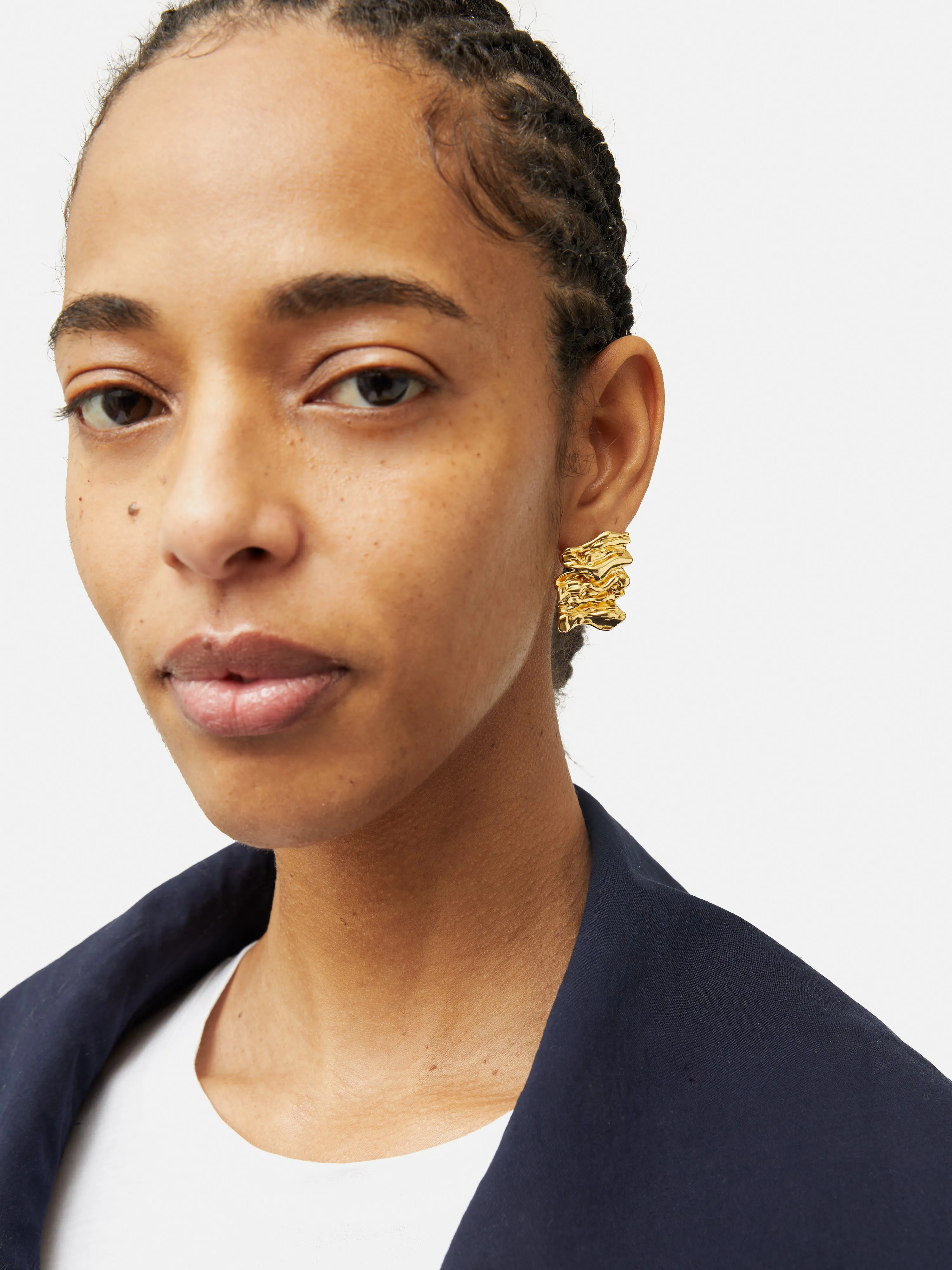 Crumpled Textured Earrings | Gold