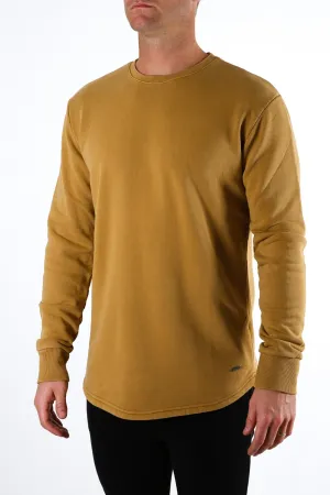 Curved Hem Crew Mustard