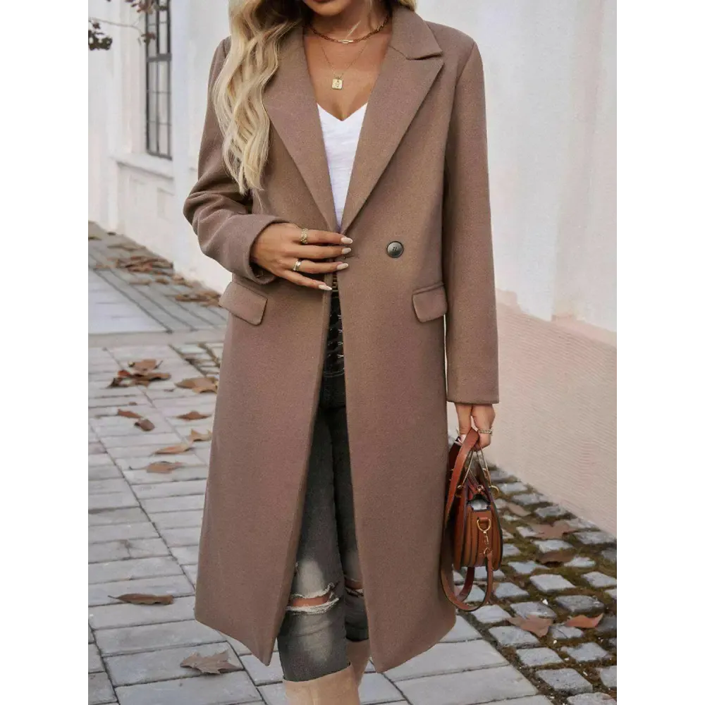 Devine Pocketed Collared Coat in Luxury Fashion for Women