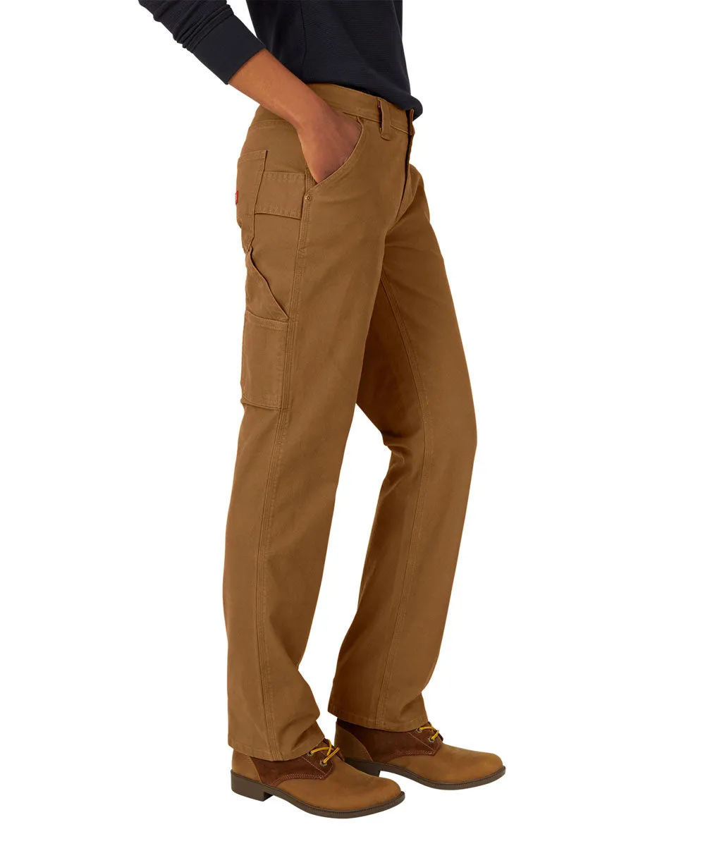 Dickies Women's Duck Carpenter Pants - Rinsed Brown Duck