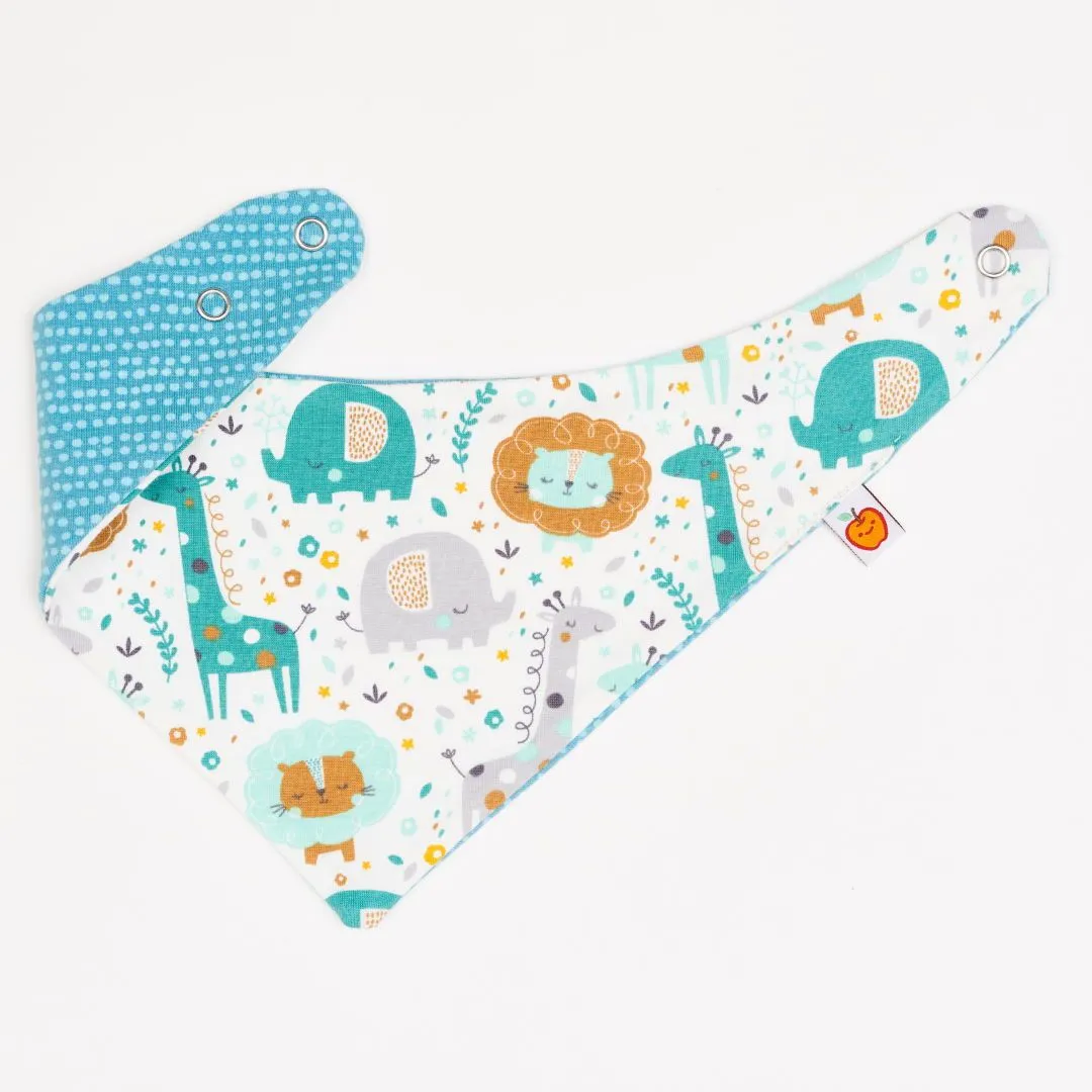 Dribble bib "Mini Jungle/Dotted Lines Turquoise"