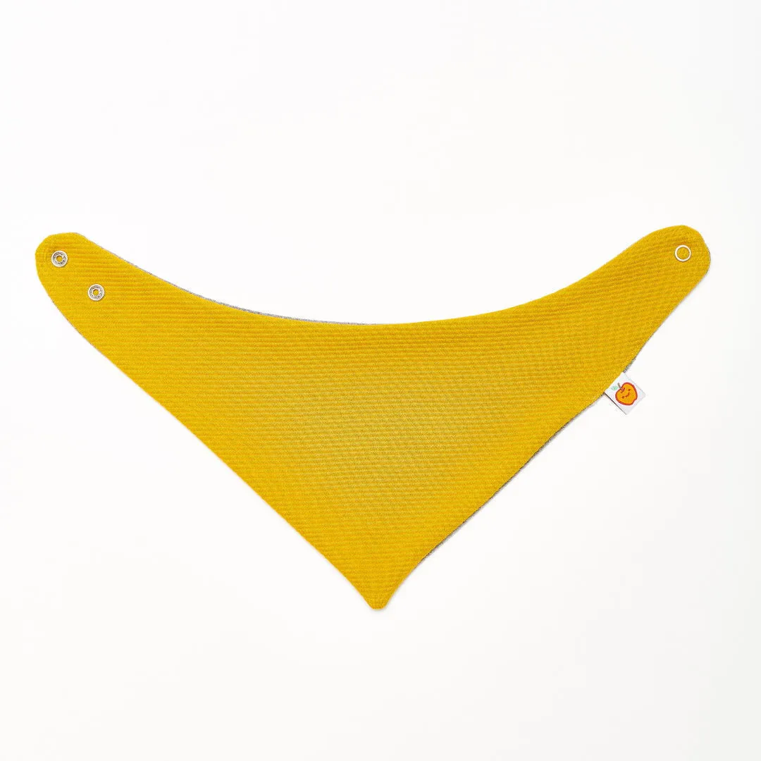 Dribble bib "Rib Mustard/Interlock Doubleface Grey"