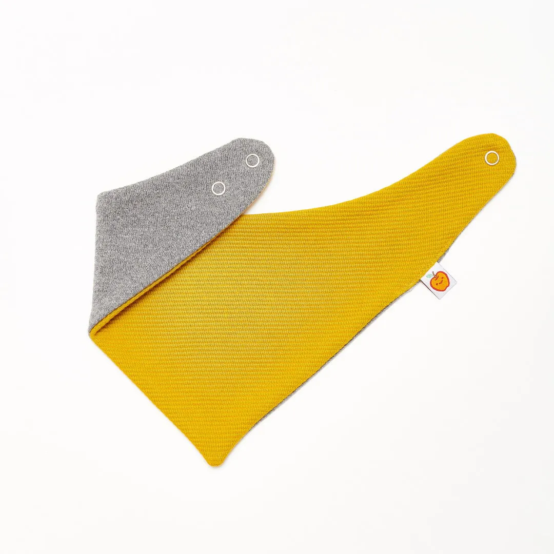 Dribble bib "Rib Mustard/Interlock Doubleface Grey"