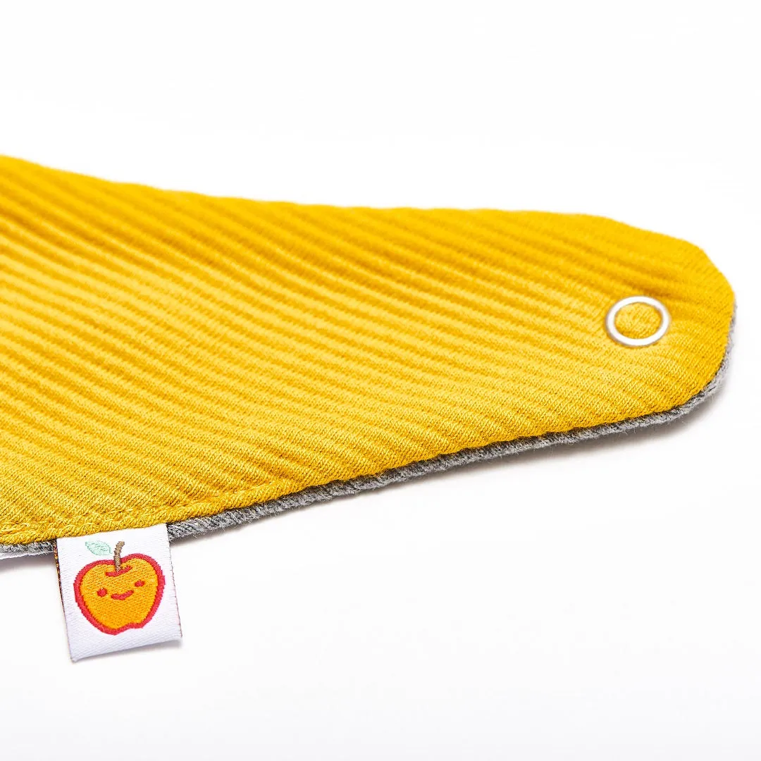 Dribble bib "Rib Mustard/Interlock Doubleface Grey"