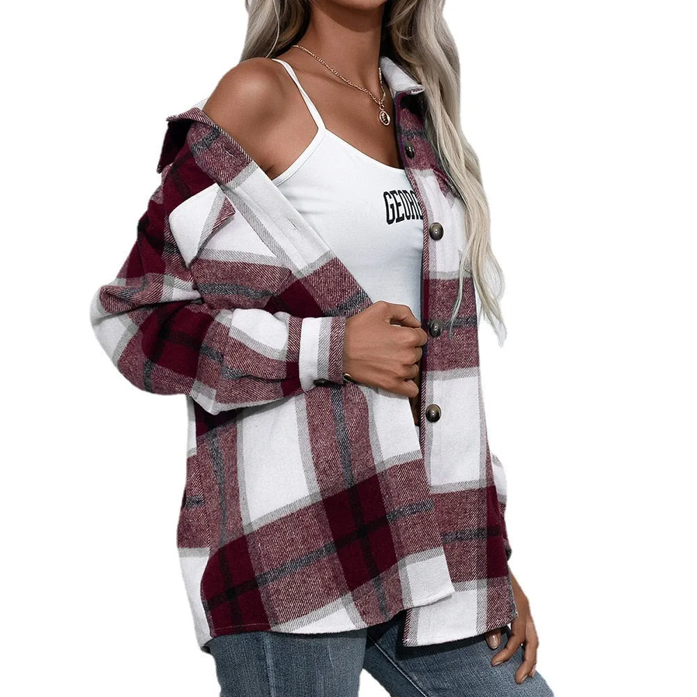 Elegant Fleece Checkered Sweater for Women | Ideal for Winter