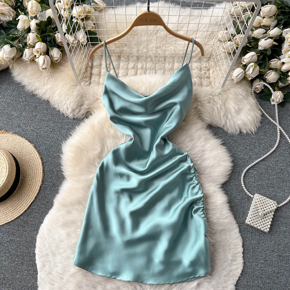 Elegant Waist-skimming Satin Slip Dress