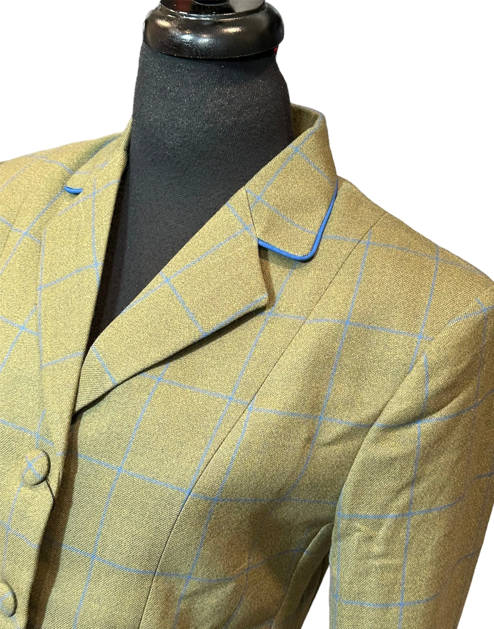 English Show Coat Celery Green Plaid with Blue Windowpane “ONE ONLY”