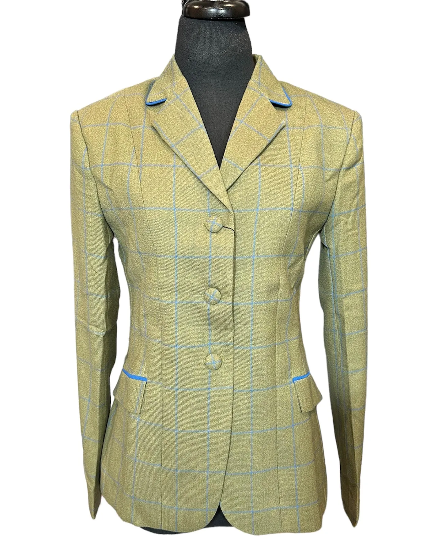 English Show Coat Celery Green Plaid with Blue Windowpane “ONE ONLY”