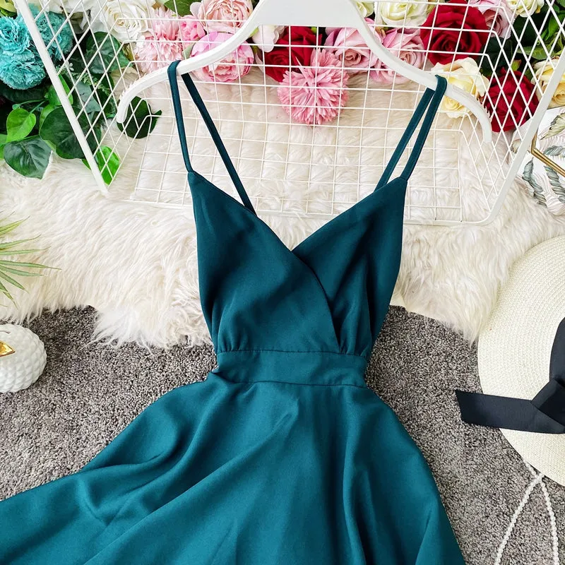 Fairy Backless Crossed Strap Ruffled Dress